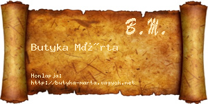 Butyka Márta névjegykártya